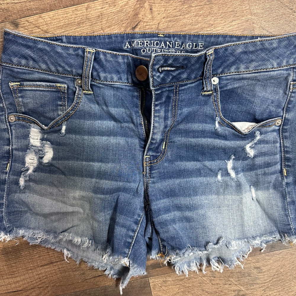 American Eagle Outfitters Distressed Blue Jean Shorts